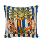 Cushion Cover – Leopard Palm – Indigo Stripe