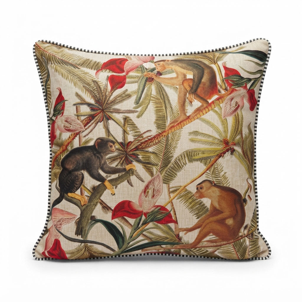 Cushion Cover – Monkeys at Play – Natural