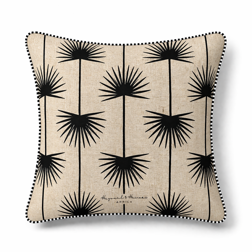 Cushion Cover – Palm – Black on Natural