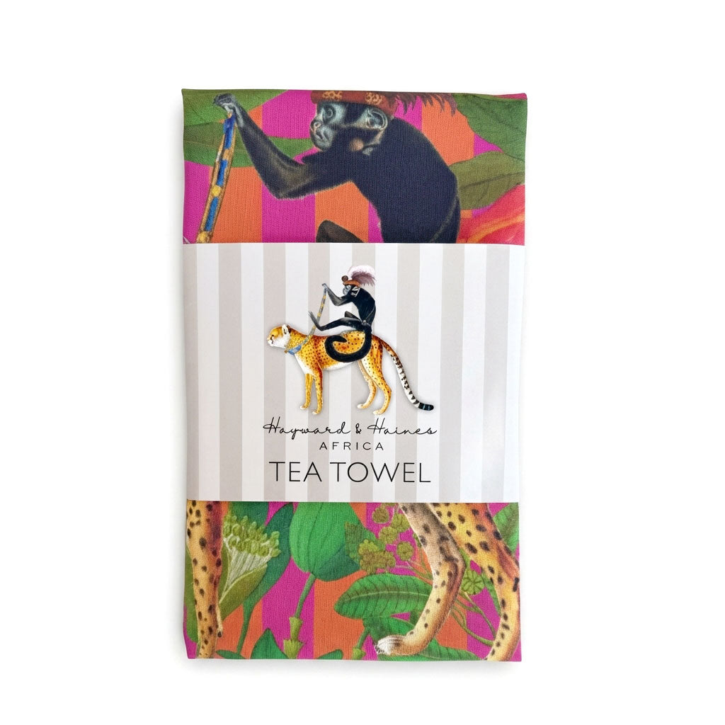 Teatowel – Cheetah Chariot Pink