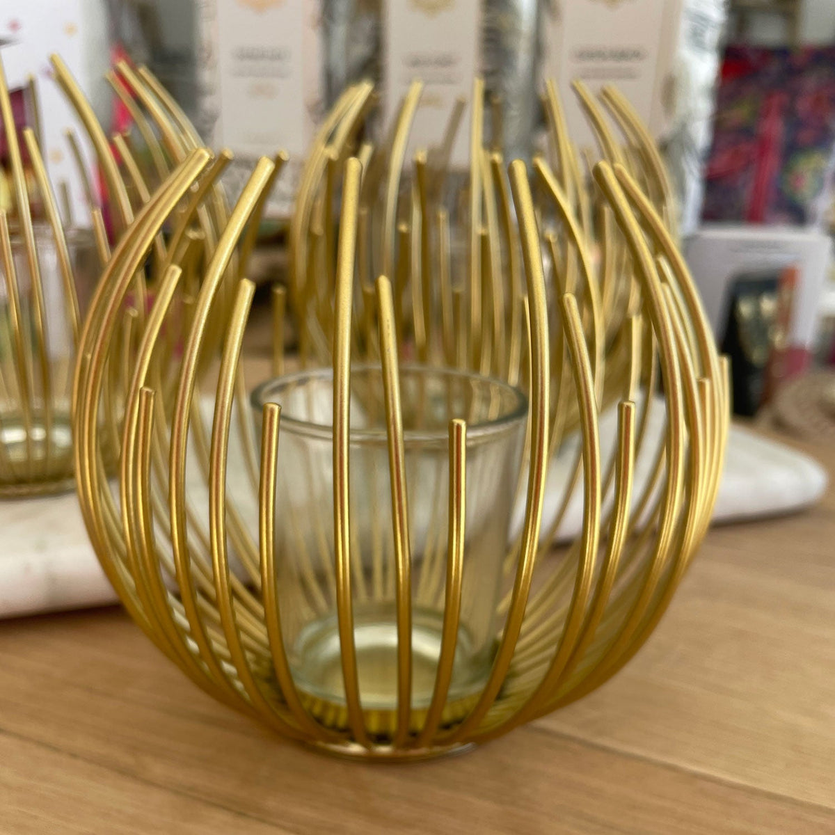 Golden Pincushion Candle Votive – view 2