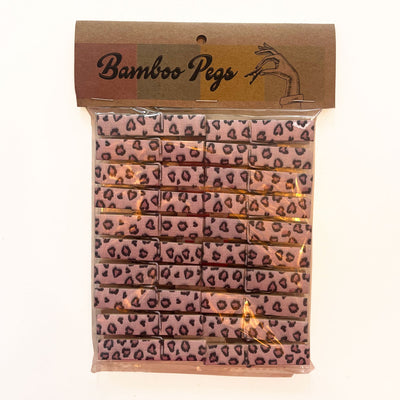 Bamboo Pegs – Pink Leopard Print