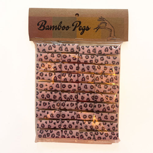 Bamboo Pegs – Pink Leopard Print