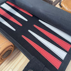 Leather Backgammon Roll-up – BLACK – view 2