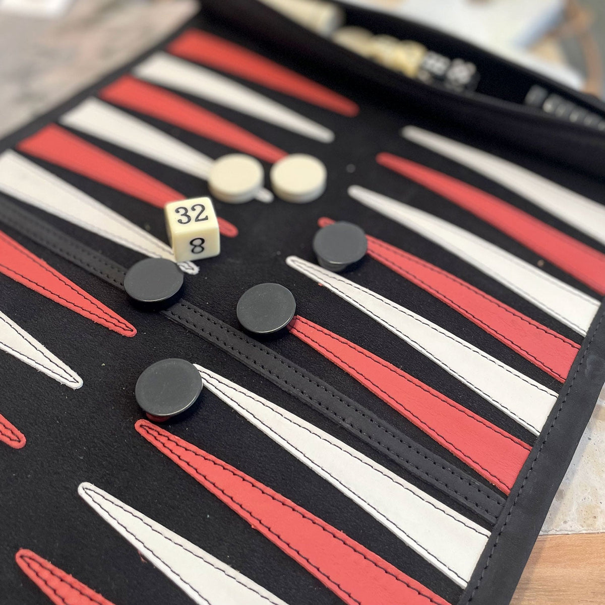 Leather Backgammon Roll-up – BLACK