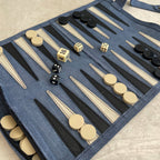 Leather Backgammon Roll-up – BLUE