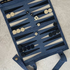 Leather Backgammon Roll-up – BLUE – view 6