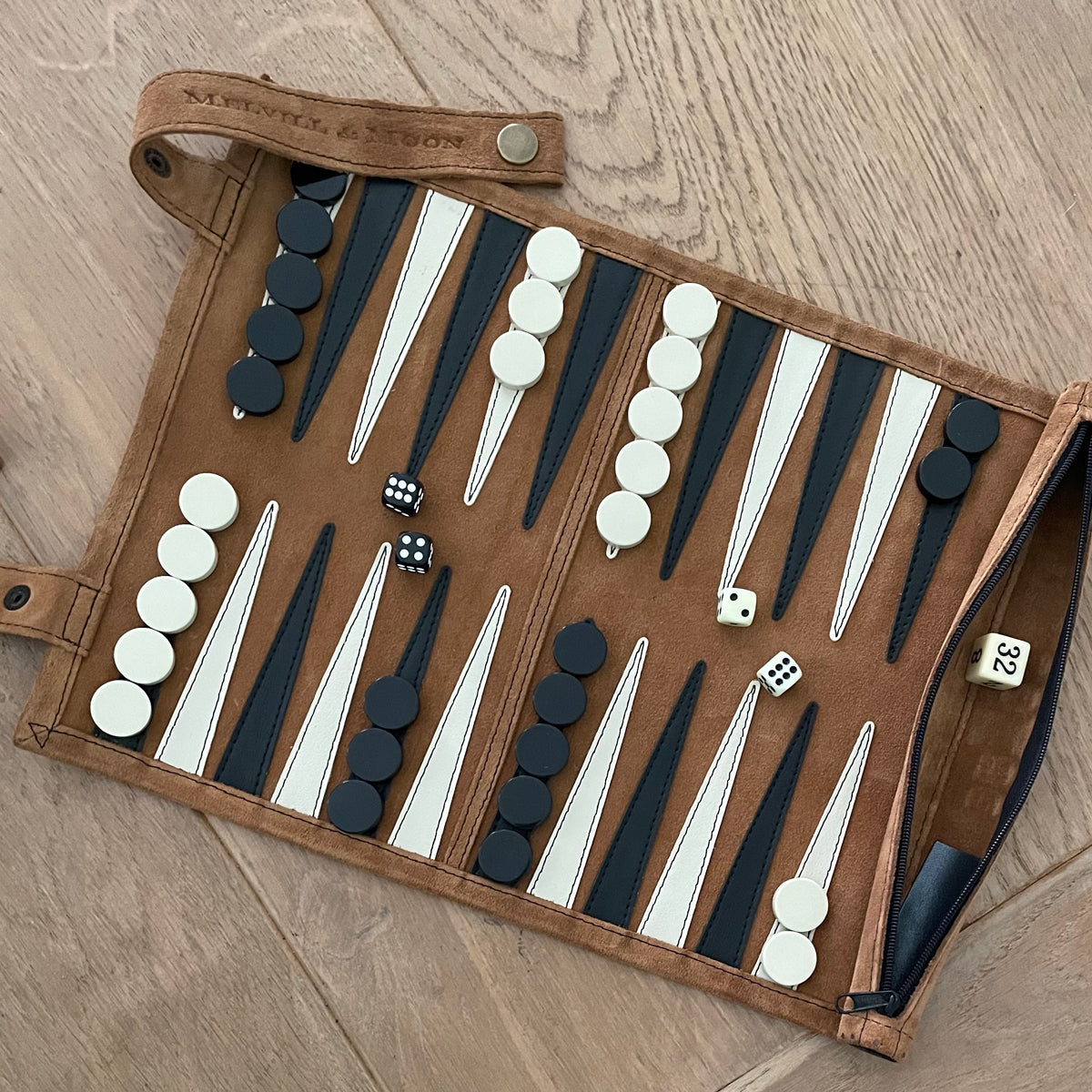 Leather Backgammon Roll-up – TAN – view 6