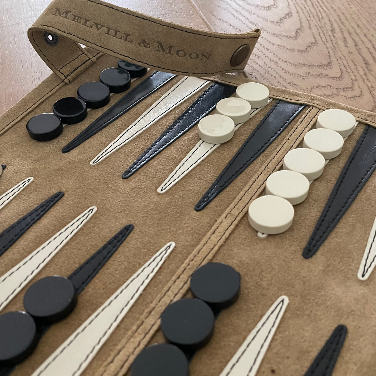 Leather Backgammon Roll-up – TAUPE – view 5