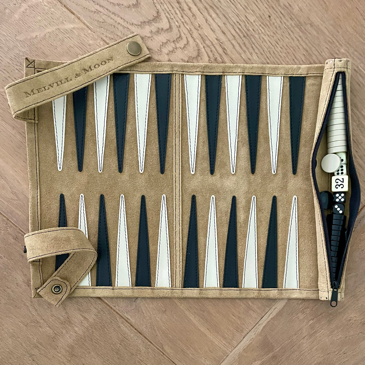 Leather Backgammon Roll-up – TAUPE – view 4