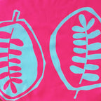 NiNi Bowl Covers – LEAF – Turquoise on Pink – view 2