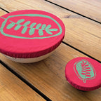 NiNi Bowl Covers – LEAF – Turquoise on Pink