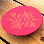 NiNi Bowl Covers – SEAWEED – Coral on Pink – view 2