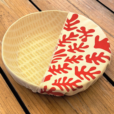 NiNi Eye-Spy Bowl Covers – SEAWEED – Red on Cream