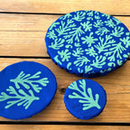 NiNi Bowl Covers – SEAWEED – Turquoise on Blue