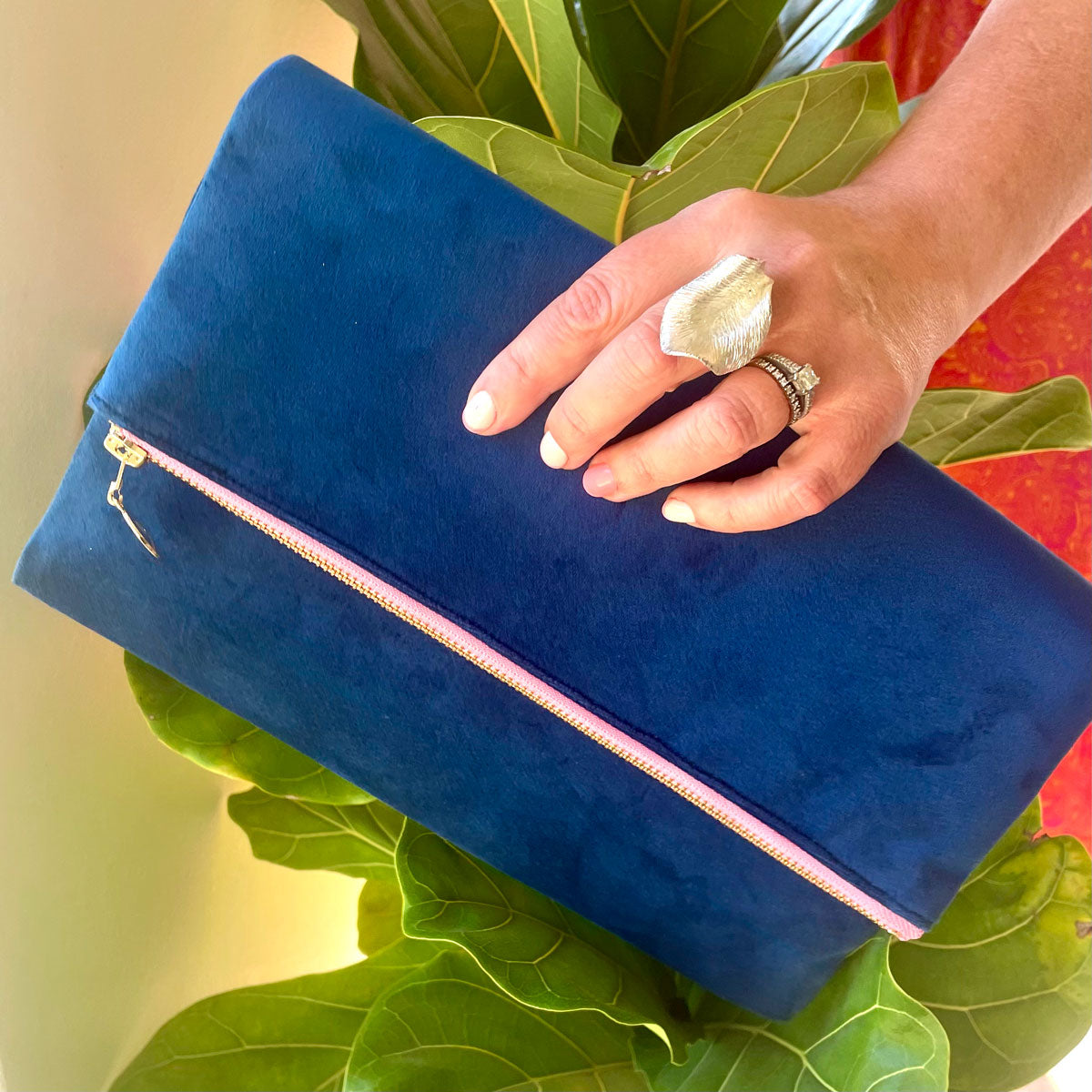 Fold Over Clutch Evening Bag – Paris Blue – view 3