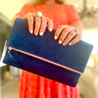 Fold Over Clutch Evening Bag – Paris Blue