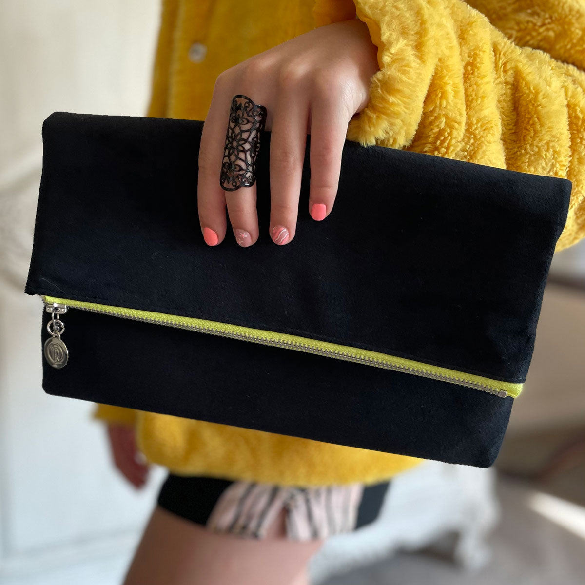 Fold Over Clutch Evening Bag – Midnight Black