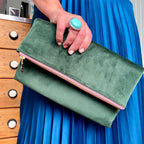 Fold Over Clutch Evening Bag – Emerald Green – view 3
