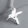 Hummingbird with Heart – Sterling Silver Necklace