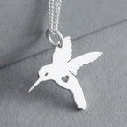 Hummingbird with Heart – Sterling Silver Necklace