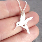 Hummingbird with Heart – Sterling Silver Necklace – view 2