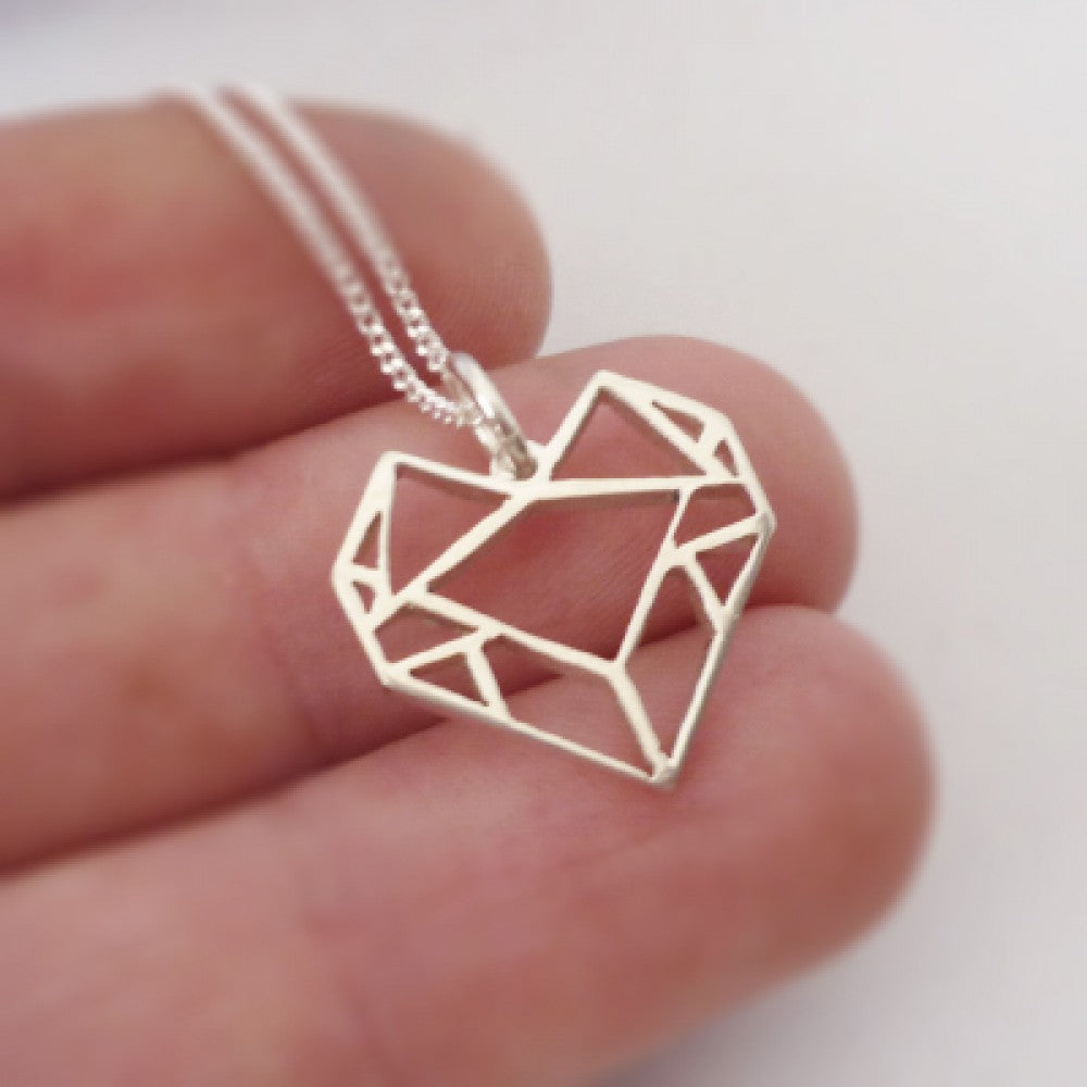 Origami Heart – Sterling Silver Necklace