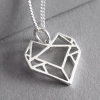 Origami Heart – Sterling Silver Necklace – view 2