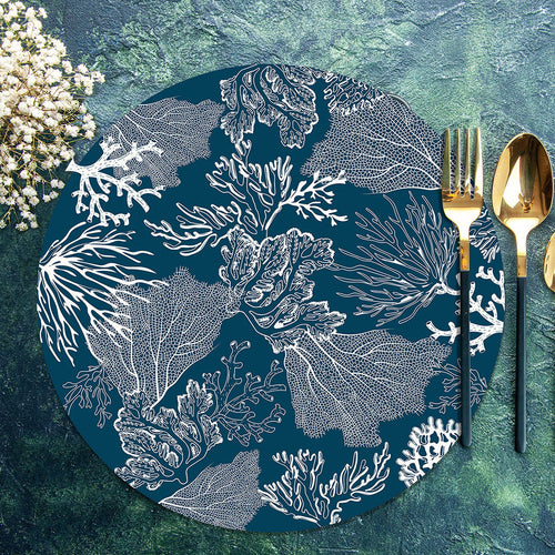 24 Placemats – Coral Blue – Round – view 2