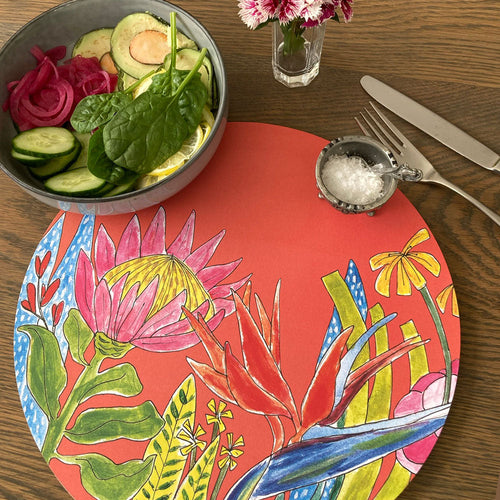 24 Placemats – Coral Fynbos – Round