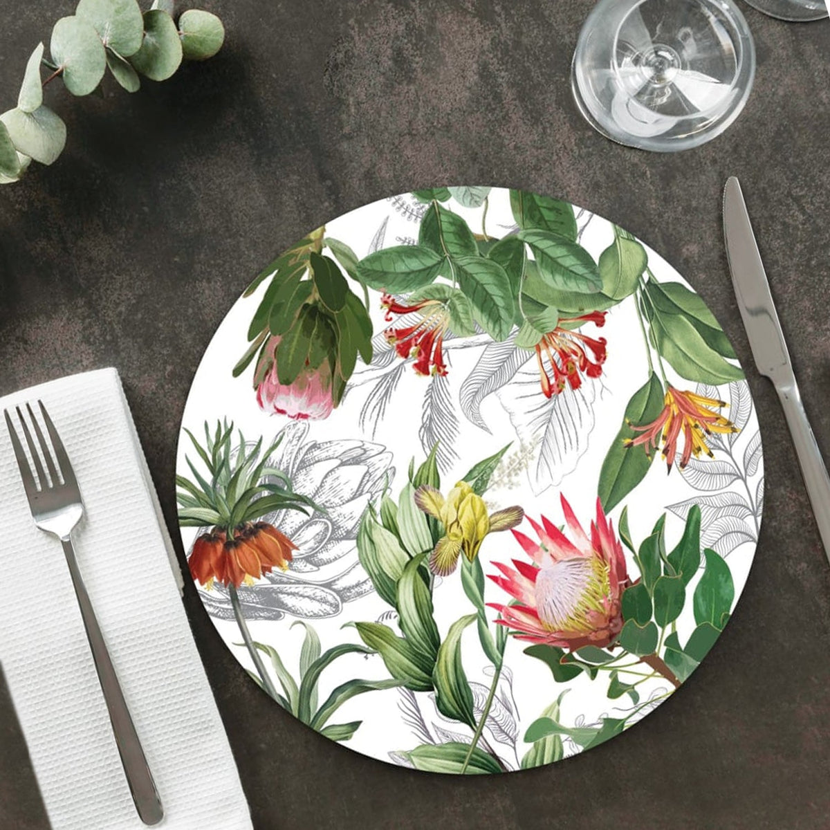 24 Placemats – Protea – Round – view 3