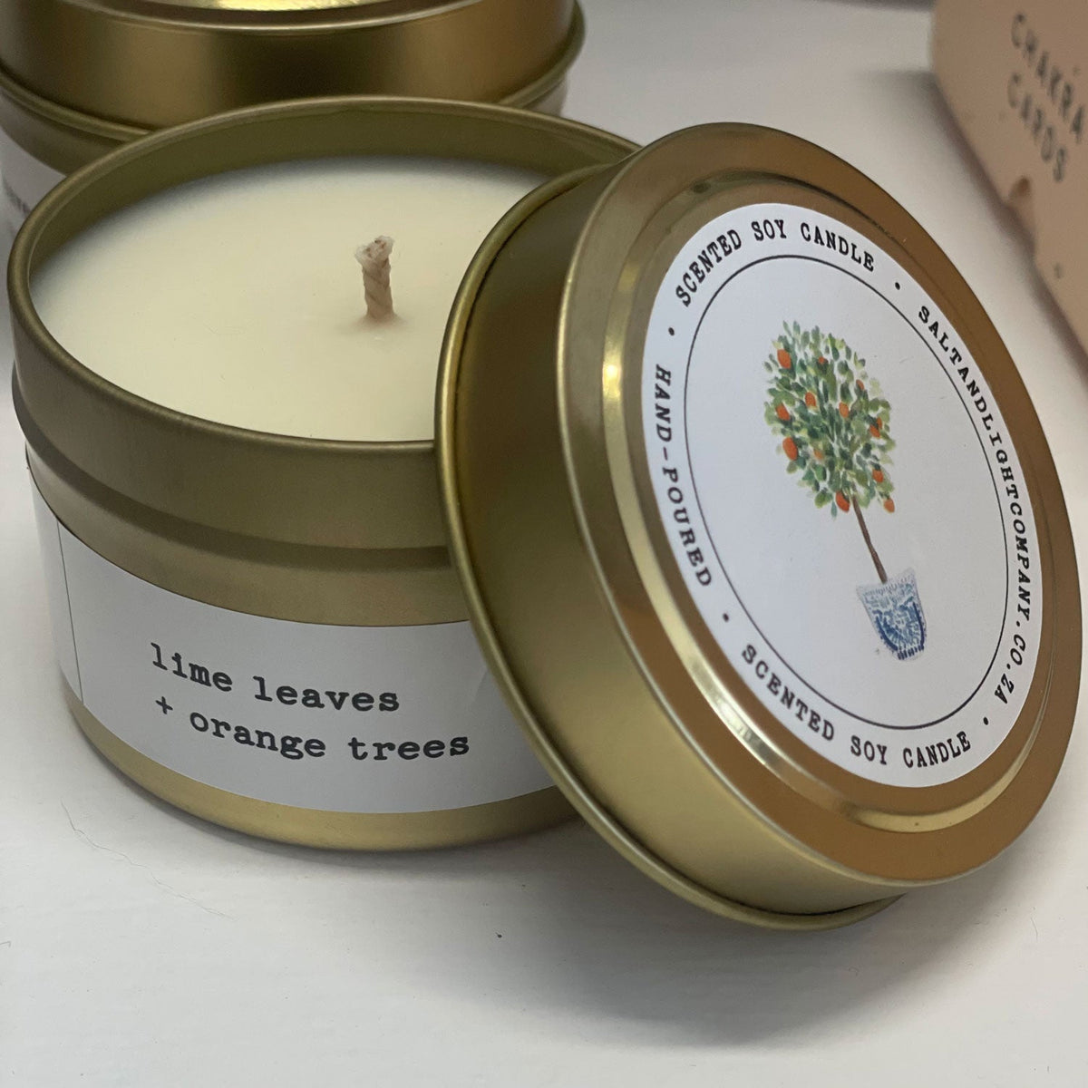 Salt & Light Co – Gold Tin Soy Candle – Lime & Orange – view 2