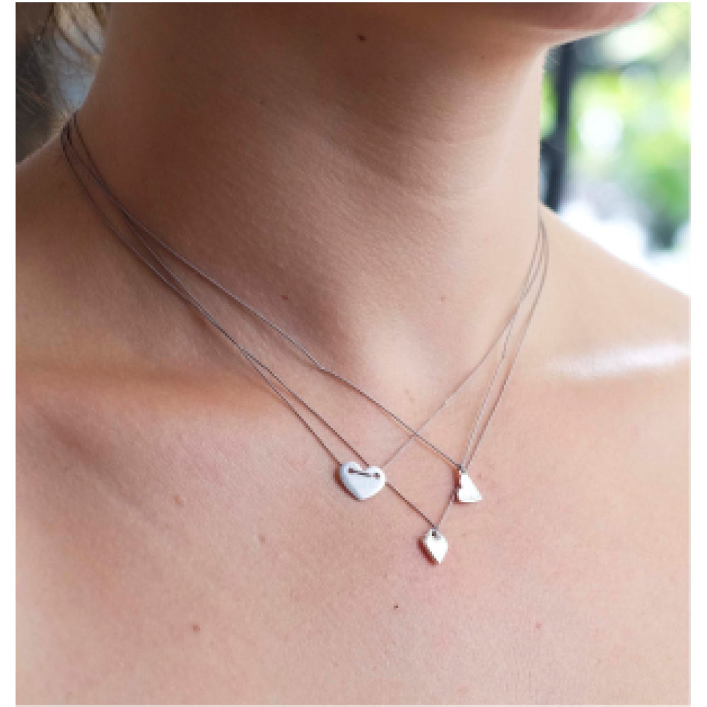 Contentment Heart Necklace – Grey Silk – view 2