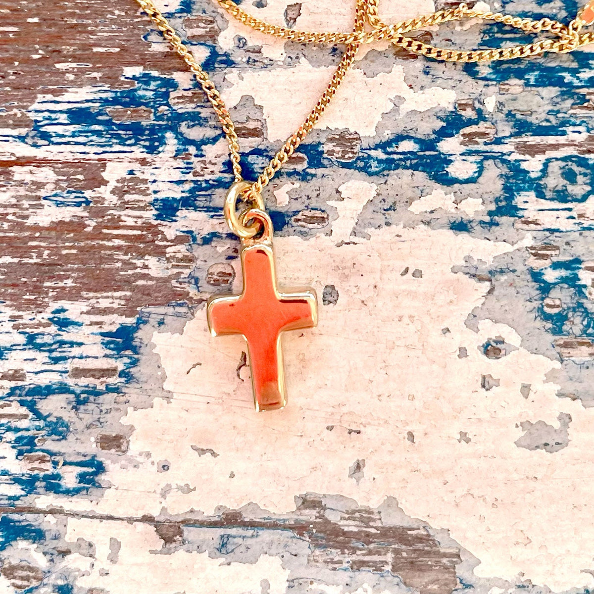 Dainty Cross Necklace – Gold Dipped – view 2