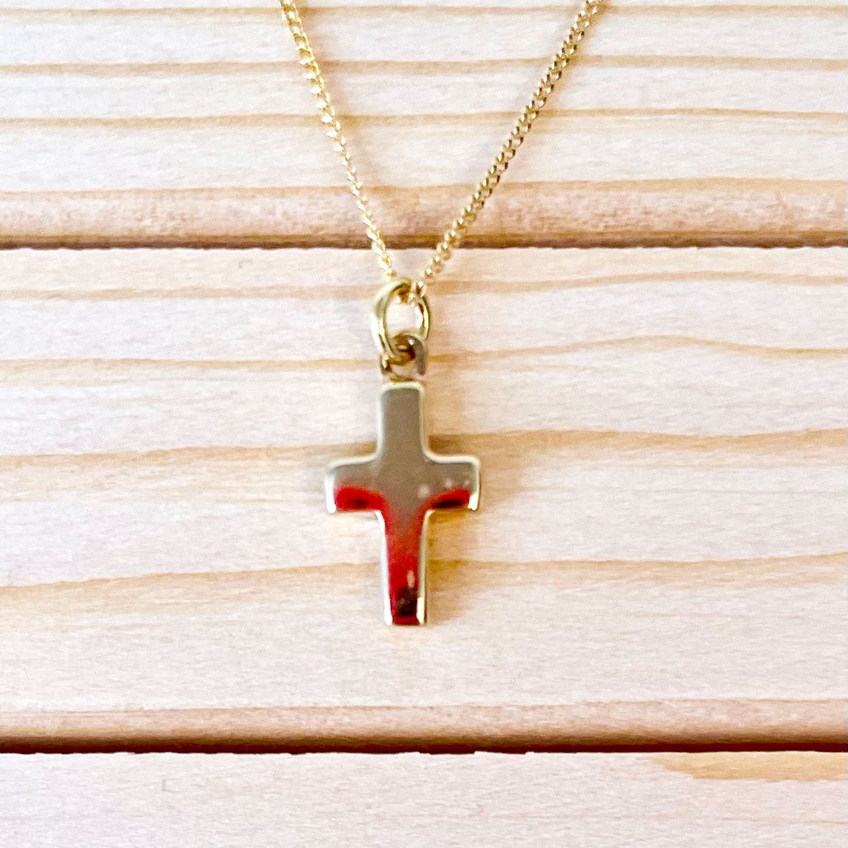 Dainty Cross Necklace – Gold Dipped – view 3