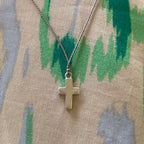 Dainty Cross Necklace – Grey Silk