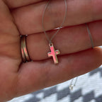 Dainty Cross Necklace – Grey Silk – view 2