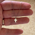 Detailed Cross Necklace – Grey Silk