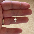 Detailed Cross Necklace – Grey Silk