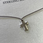 Detailed Cross Necklace – Grey Silk – view 2