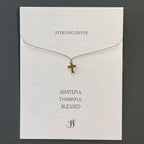 Detailed Cross Necklace – Grey Silk – view 3