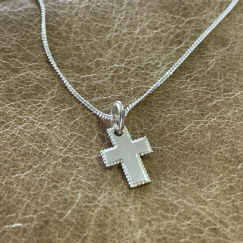 Detailed Cross Necklace – Sterling Silver – view 2
