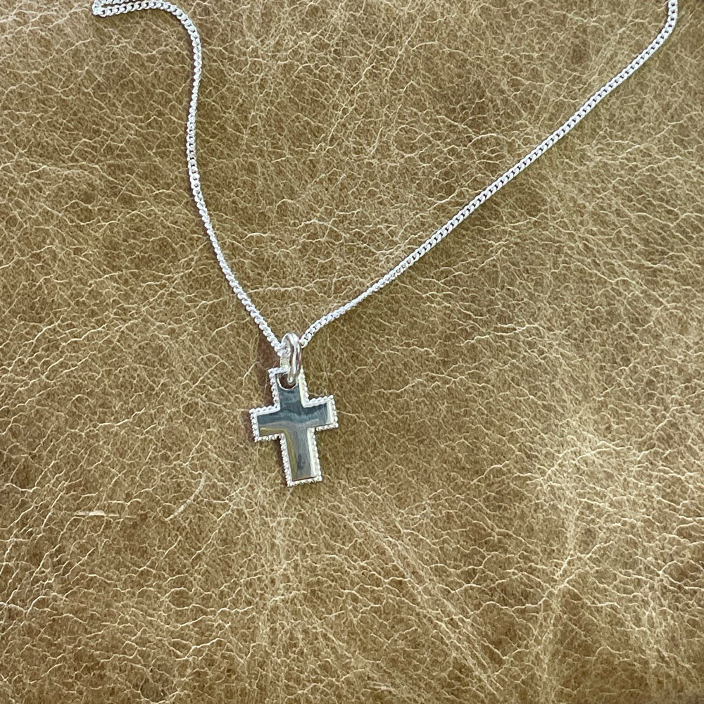 Detailed Cross Necklace – Sterling Silver – view 3