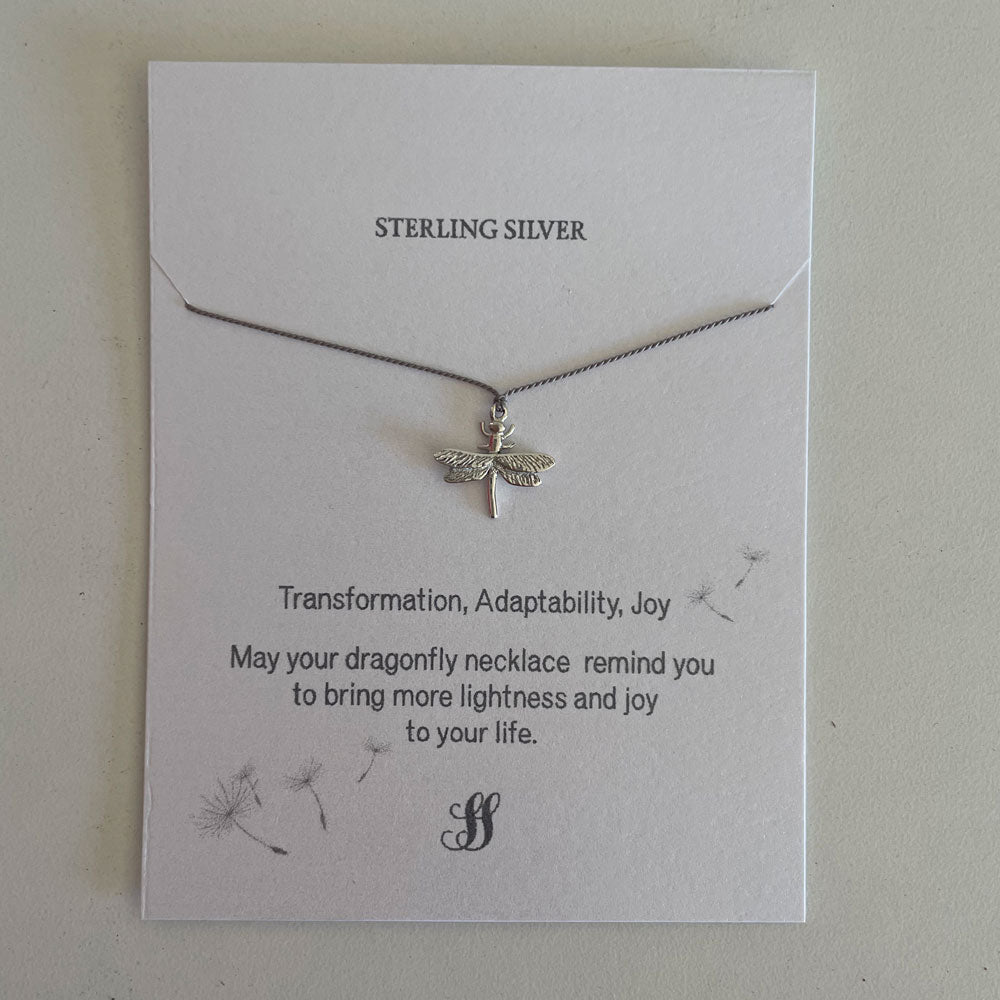 Dragonfly Necklace – Grey Silk – view 2