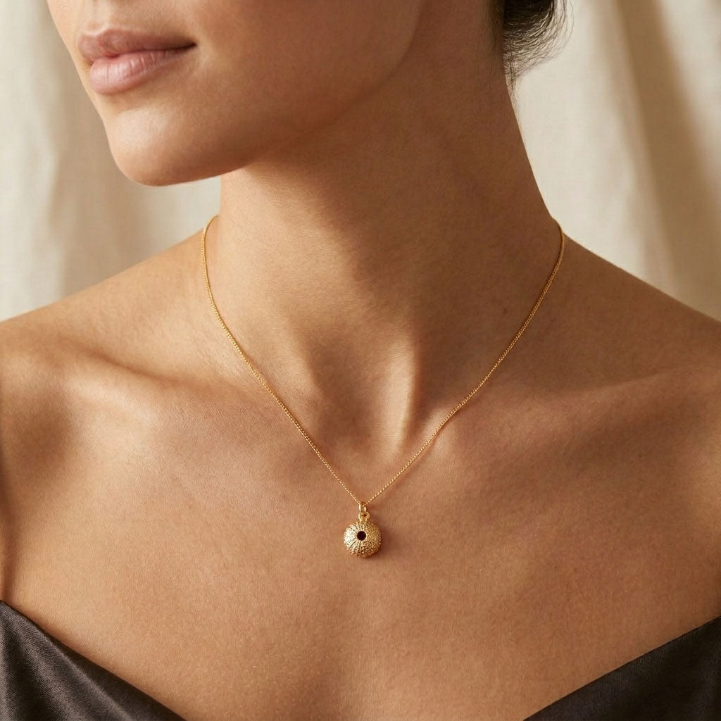 Sea Urchin Necklace – Gold Dipped – view 2
