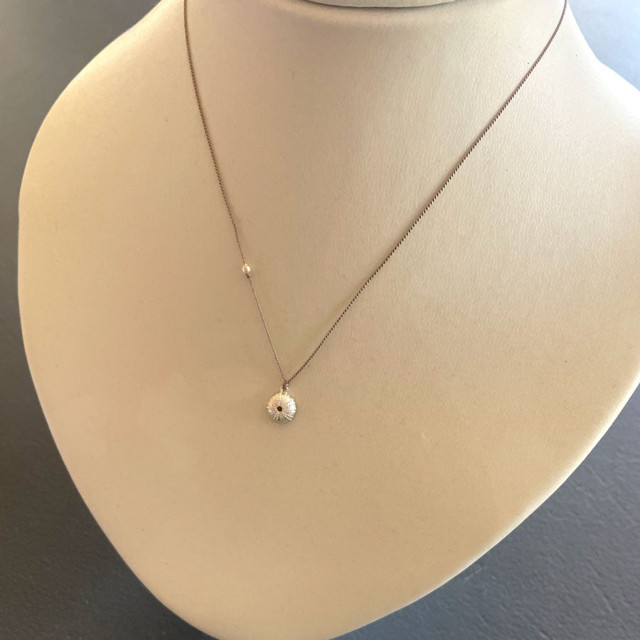 Sea Urchin Necklace – Grey Silk – view 3