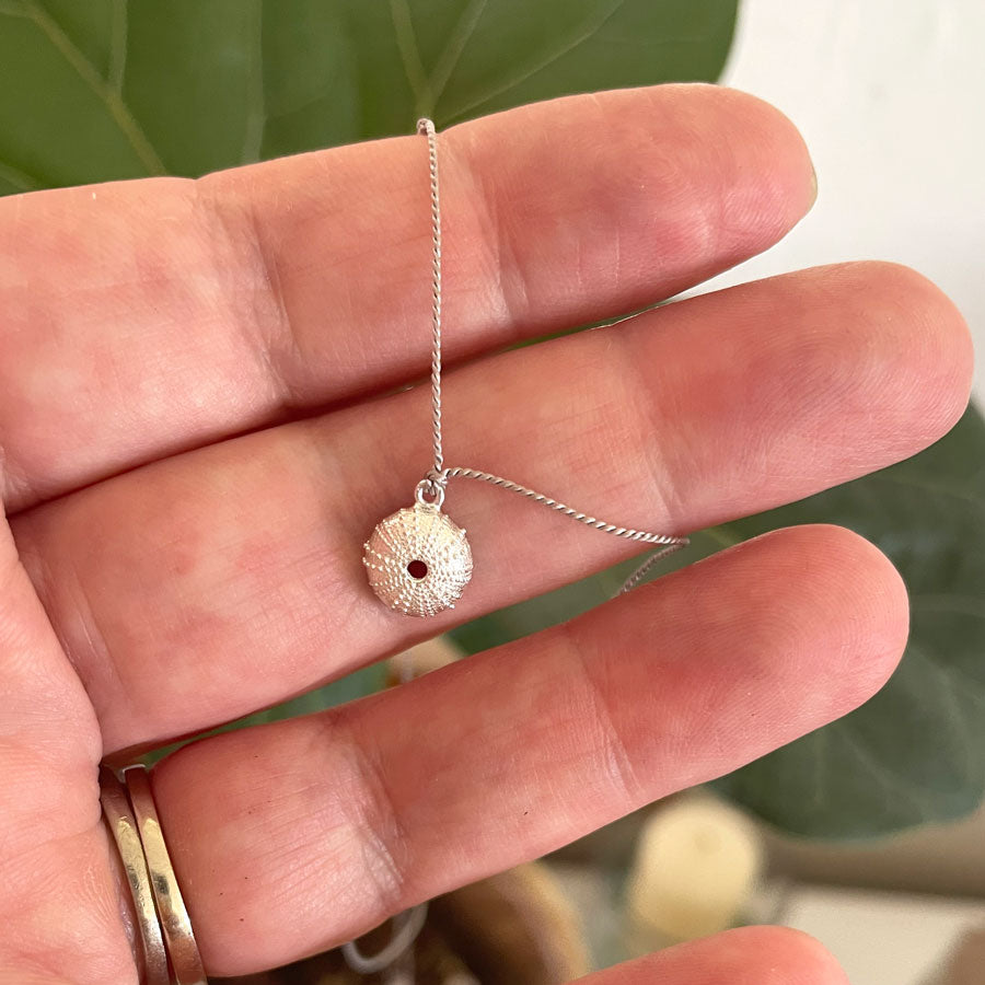 Sea Urchin Necklace – Grey Silk – view 4