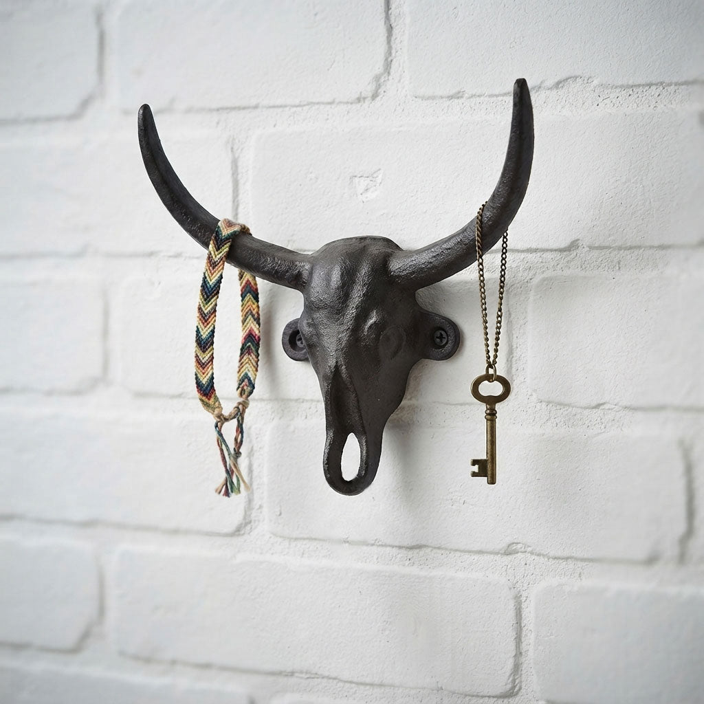 Wrought Iron Hook – Longhorn Bull – view 2