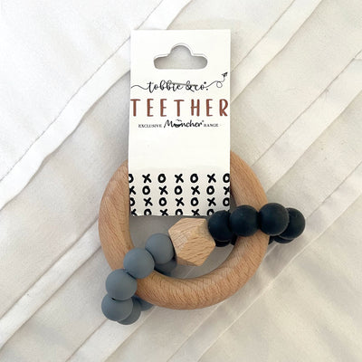 Silicone & Wood Teether Rattle – Night Sky