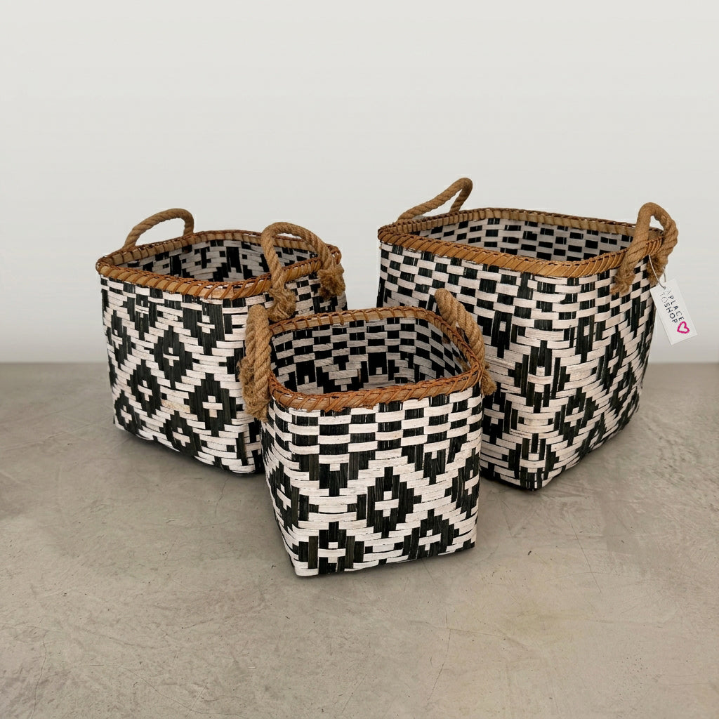 Bamboo Basket – Black & White
